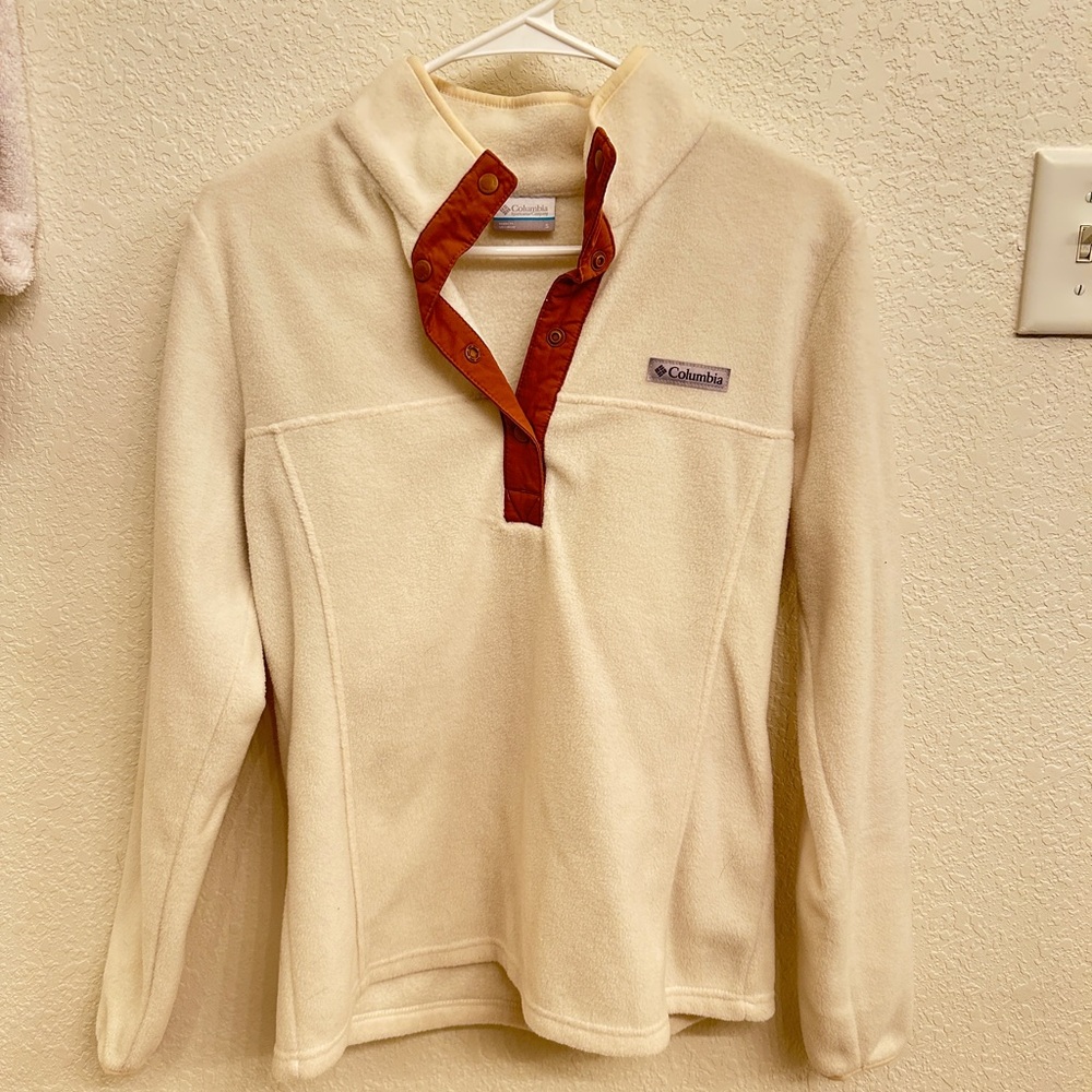 Columbia Cream and Brown Fleece Jacket